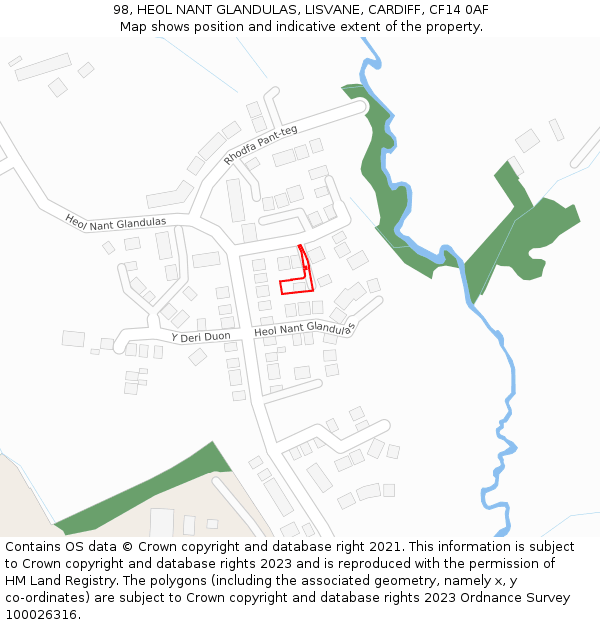 98, HEOL NANT GLANDULAS, LISVANE, CARDIFF, CF14 0AF: Location map and indicative extent of plot