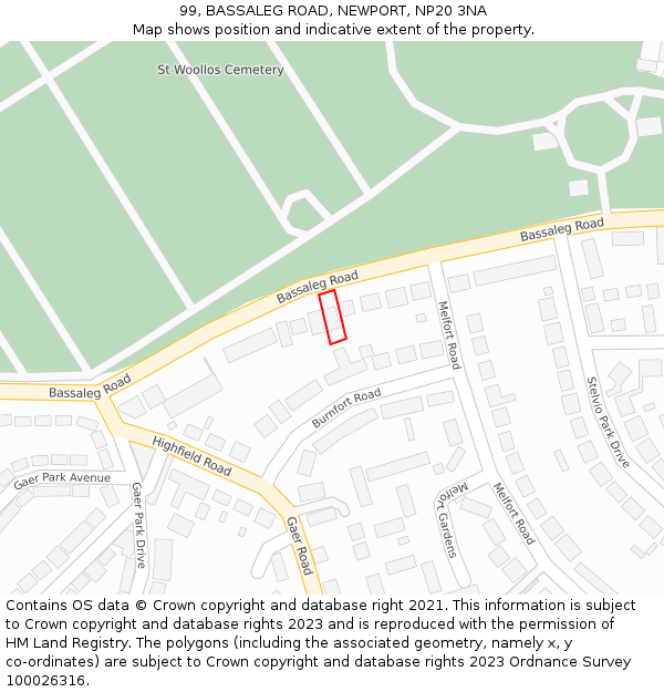 99, BASSALEG ROAD, NEWPORT, NP20 3NA: Location map and indicative extent of plot