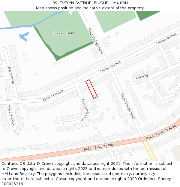 99, EVELYN AVENUE, RUISLIP, HA4 8AH: Location map and indicative extent of plot