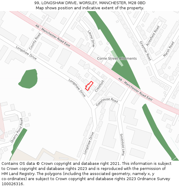 99, LONGSHAW DRIVE, WORSLEY, MANCHESTER, M28 0BD: Location map and indicative extent of plot