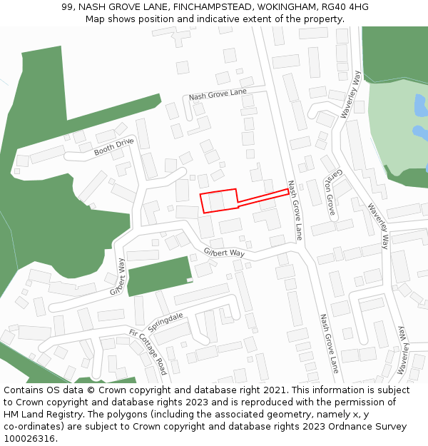 99, NASH GROVE LANE, FINCHAMPSTEAD, WOKINGHAM, RG40 4HG: Location map and indicative extent of plot