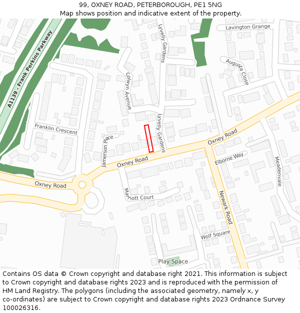 99, OXNEY ROAD, PETERBOROUGH, PE1 5NG: Location map and indicative extent of plot