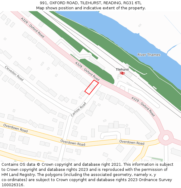 991, OXFORD ROAD, TILEHURST, READING, RG31 6TL: Location map and indicative extent of plot