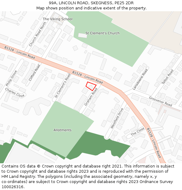 99A, LINCOLN ROAD, SKEGNESS, PE25 2DR: Location map and indicative extent of plot