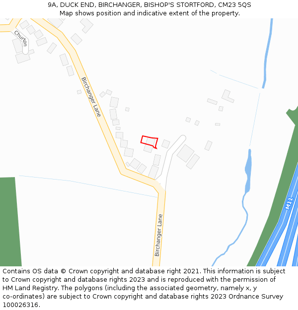 9A, DUCK END, BIRCHANGER, BISHOP'S STORTFORD, CM23 5QS: Location map and indicative extent of plot