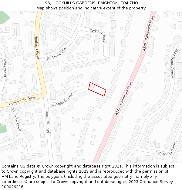 9A, HOOKHILLS GARDENS, PAIGNTON, TQ4 7NQ: Location map and indicative extent of plot