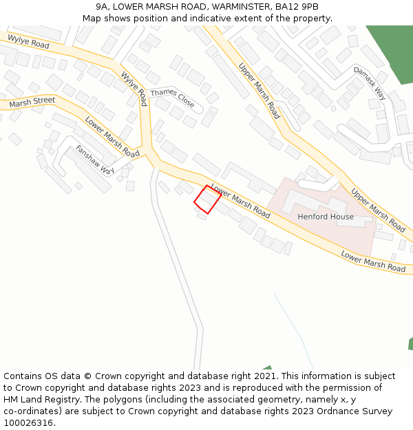 9A, LOWER MARSH ROAD, WARMINSTER, BA12 9PB: Location map and indicative extent of plot