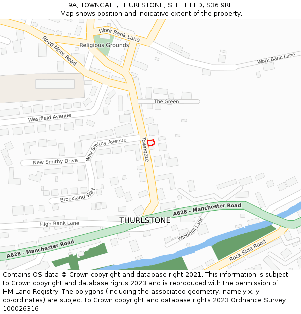 9A, TOWNGATE, THURLSTONE, SHEFFIELD, S36 9RH: Location map and indicative extent of plot