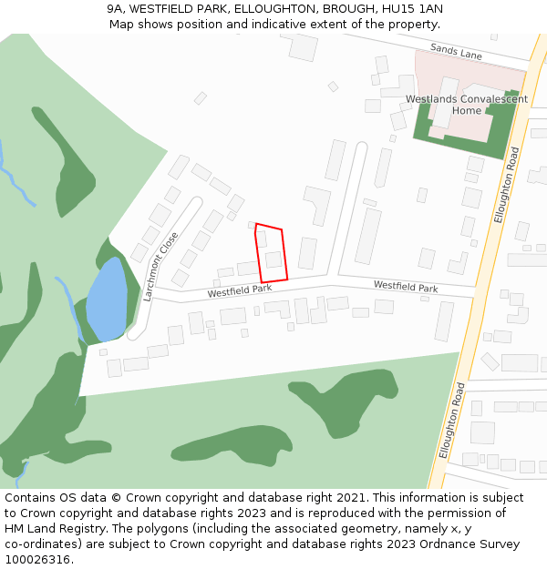 9A, WESTFIELD PARK, ELLOUGHTON, BROUGH, HU15 1AN: Location map and indicative extent of plot