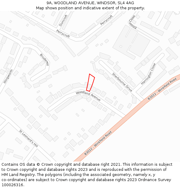 9A, WOODLAND AVENUE, WINDSOR, SL4 4AG: Location map and indicative extent of plot