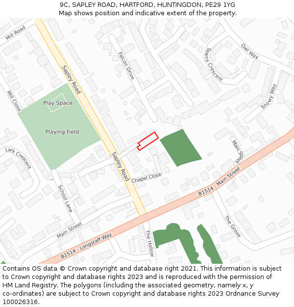 9C, SAPLEY ROAD, HARTFORD, HUNTINGDON, PE29 1YG: Location map and indicative extent of plot
