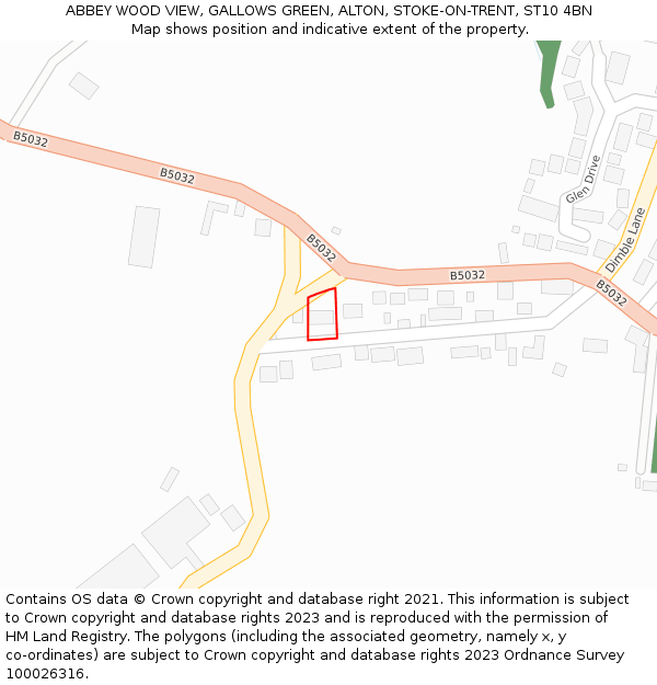 ABBEY WOOD VIEW, GALLOWS GREEN, ALTON, STOKE-ON-TRENT, ST10 4BN: Location map and indicative extent of plot