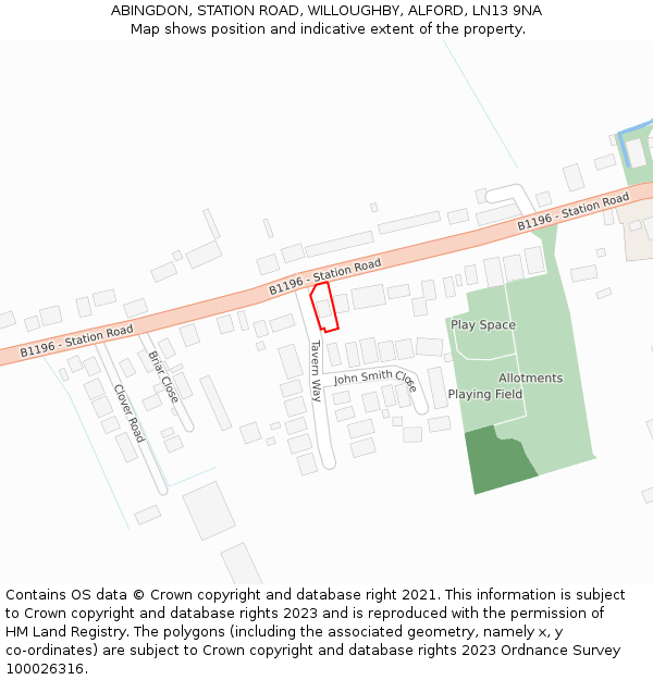 ABINGDON, STATION ROAD, WILLOUGHBY, ALFORD, LN13 9NA: Location map and indicative extent of plot