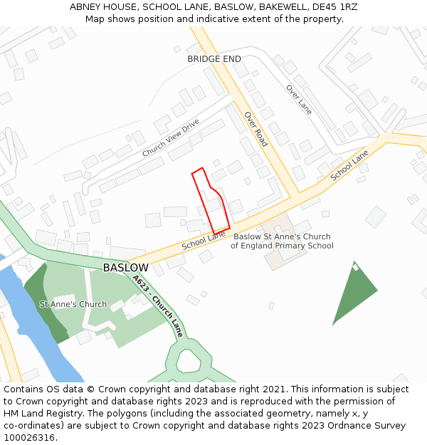 ABNEY HOUSE, SCHOOL LANE, BASLOW, BAKEWELL, DE45 1RZ: Location map and indicative extent of plot