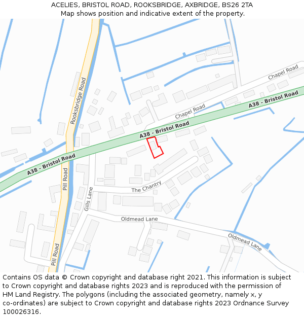 ACELIES, BRISTOL ROAD, ROOKSBRIDGE, AXBRIDGE, BS26 2TA: Location map and indicative extent of plot