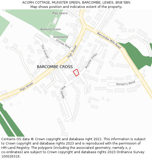 ACORN COTTAGE, MUNSTER GREEN, BARCOMBE, LEWES, BN8 5BN: Location map and indicative extent of plot