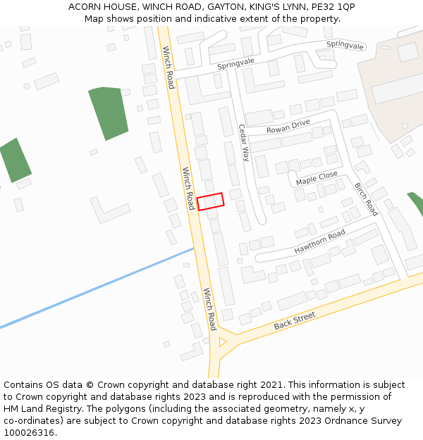 ACORN HOUSE, WINCH ROAD, GAYTON, KING'S LYNN, PE32 1QP: Location map and indicative extent of plot