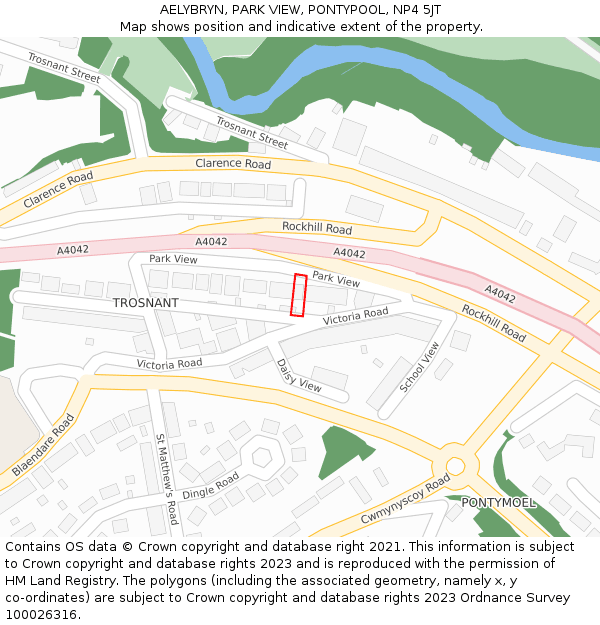 AELYBRYN, PARK VIEW, PONTYPOOL, NP4 5JT: Location map and indicative extent of plot