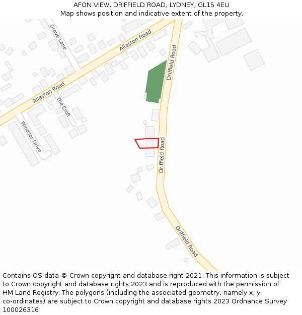 AFON VIEW, DRIFFIELD ROAD, LYDNEY, GL15 4EU: Location map and indicative extent of plot