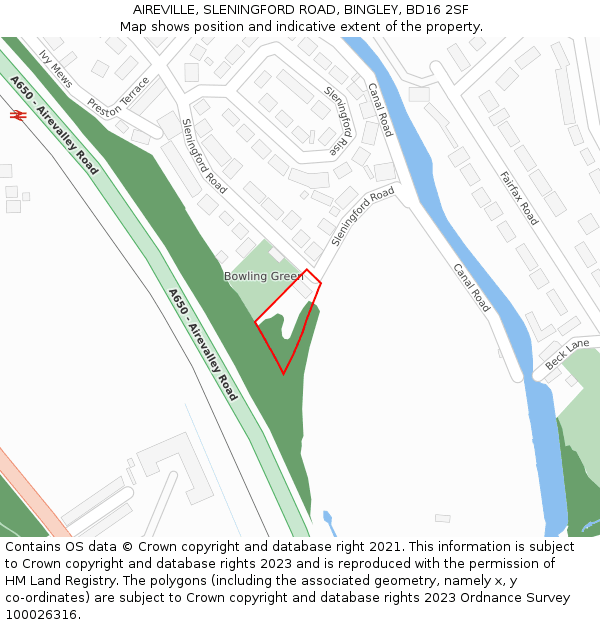 AIREVILLE, SLENINGFORD ROAD, BINGLEY, BD16 2SF: Location map and indicative extent of plot