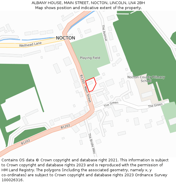 ALBANY HOUSE, MAIN STREET, NOCTON, LINCOLN, LN4 2BH: Location map and indicative extent of plot