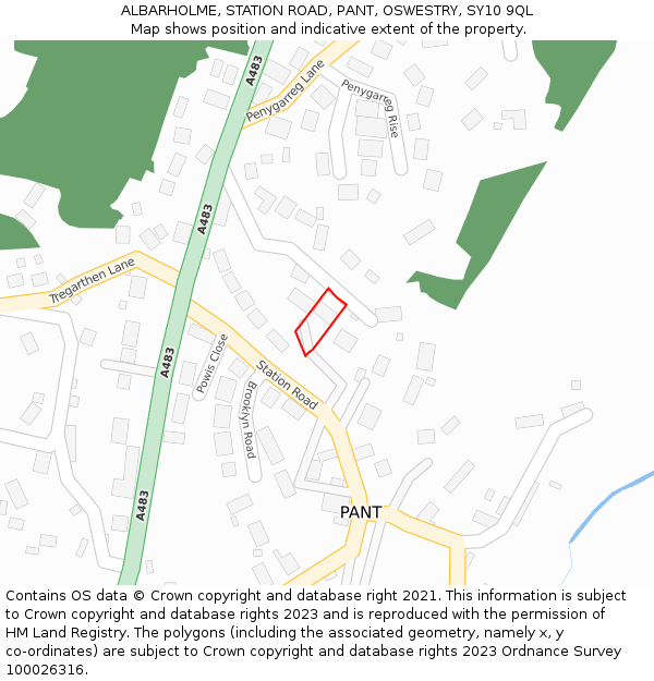 ALBARHOLME, STATION ROAD, PANT, OSWESTRY, SY10 9QL: Location map and indicative extent of plot