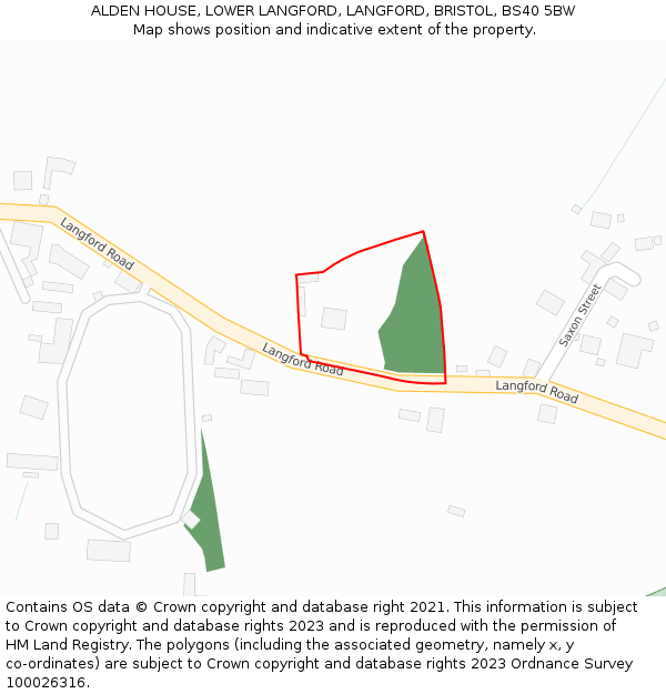 ALDEN HOUSE, LOWER LANGFORD, LANGFORD, BRISTOL, BS40 5BW: Location map and indicative extent of plot
