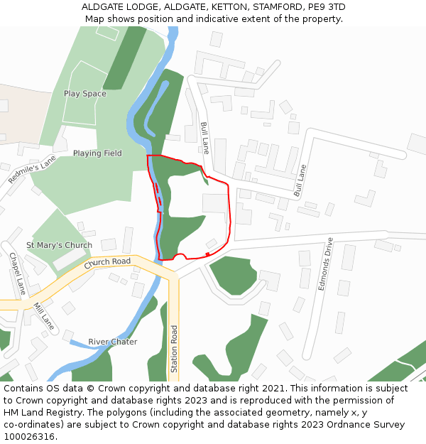 ALDGATE LODGE, ALDGATE, KETTON, STAMFORD, PE9 3TD: Location map and indicative extent of plot