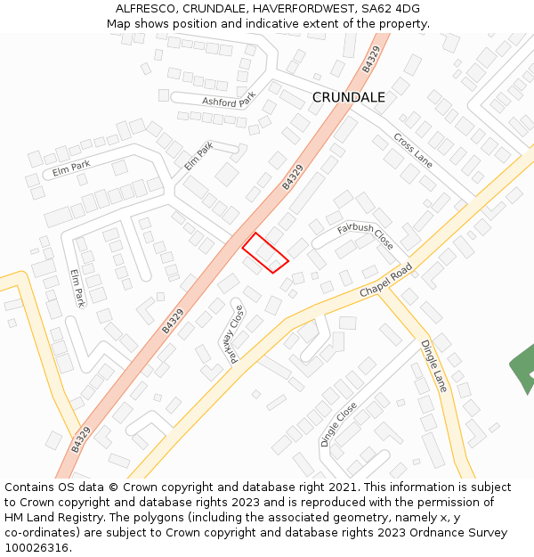 ALFRESCO, CRUNDALE, HAVERFORDWEST, SA62 4DG: Location map and indicative extent of plot