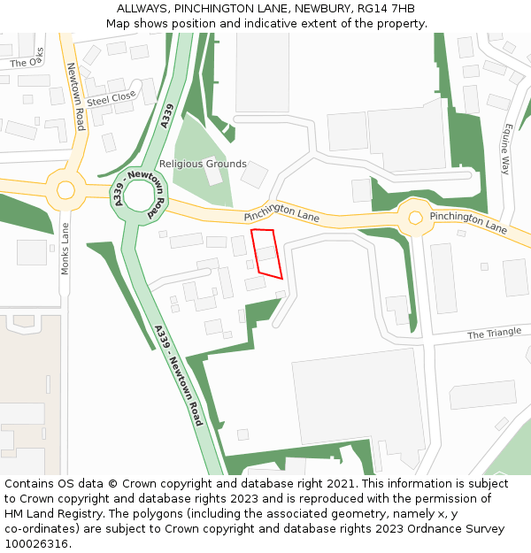 ALLWAYS, PINCHINGTON LANE, NEWBURY, RG14 7HB: Location map and indicative extent of plot