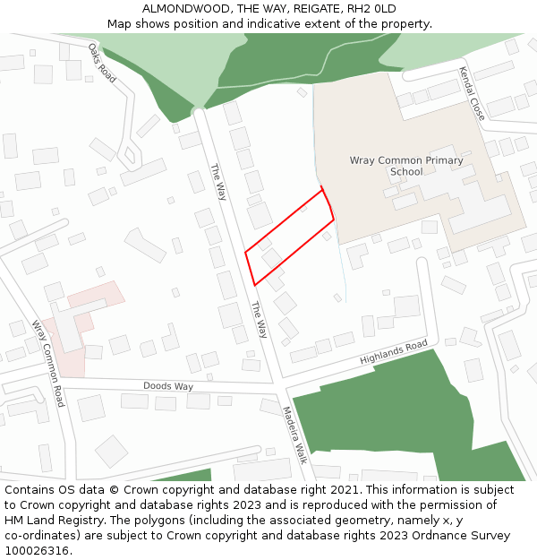 ALMONDWOOD, THE WAY, REIGATE, RH2 0LD: Location map and indicative extent of plot