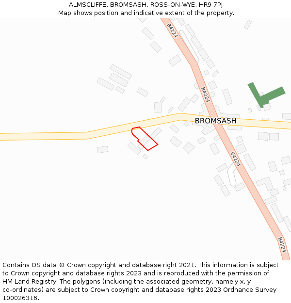 ALMSCLIFFE, BROMSASH, ROSS-ON-WYE, HR9 7PJ: Location map and indicative extent of plot
