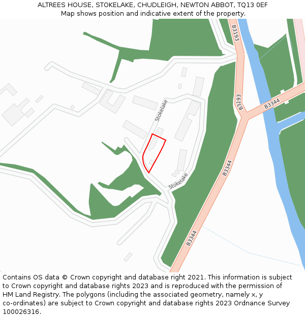 ALTREES HOUSE, STOKELAKE, CHUDLEIGH, NEWTON ABBOT, TQ13 0EF: Location map and indicative extent of plot