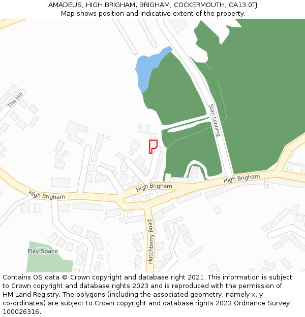 AMADEUS, HIGH BRIGHAM, BRIGHAM, COCKERMOUTH, CA13 0TJ: Location map and indicative extent of plot