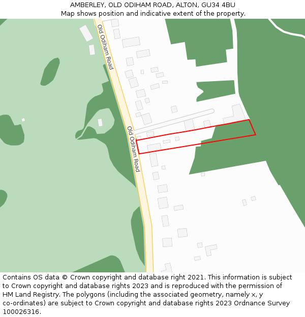 AMBERLEY, OLD ODIHAM ROAD, ALTON, GU34 4BU: Location map and indicative extent of plot