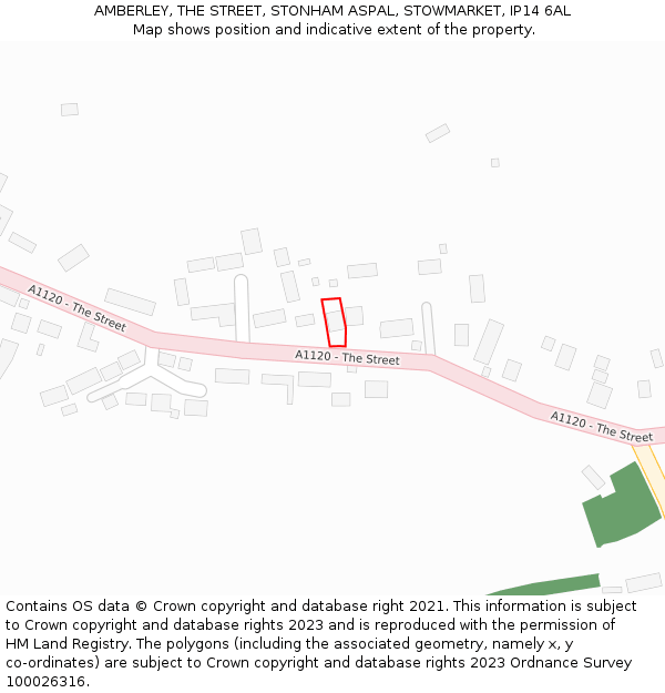 AMBERLEY, THE STREET, STONHAM ASPAL, STOWMARKET, IP14 6AL: Location map and indicative extent of plot