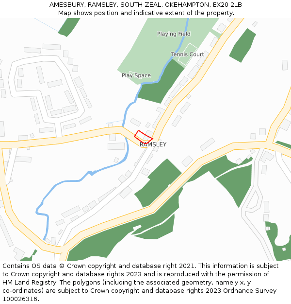 AMESBURY, RAMSLEY, SOUTH ZEAL, OKEHAMPTON, EX20 2LB: Location map and indicative extent of plot