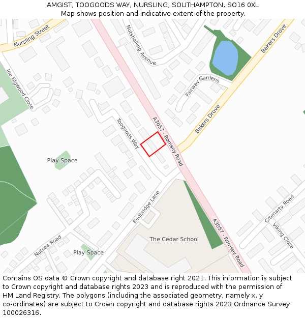 AMGIST, TOOGOODS WAY, NURSLING, SOUTHAMPTON, SO16 0XL: Location map and indicative extent of plot