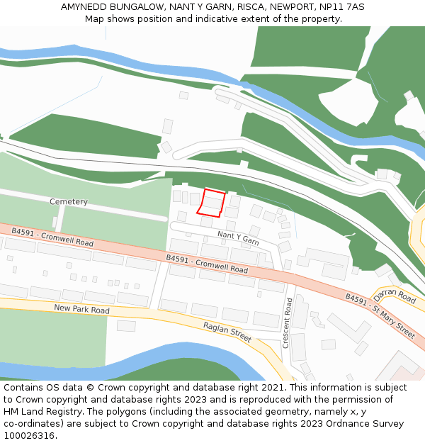 AMYNEDD BUNGALOW, NANT Y GARN, RISCA, NEWPORT, NP11 7AS: Location map and indicative extent of plot