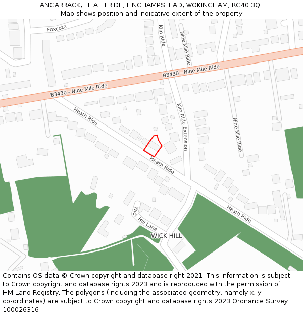 ANGARRACK, HEATH RIDE, FINCHAMPSTEAD, WOKINGHAM, RG40 3QF: Location map and indicative extent of plot