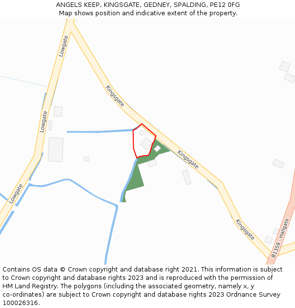 ANGELS KEEP, KINGSGATE, GEDNEY, SPALDING, PE12 0FG: Location map and indicative extent of plot