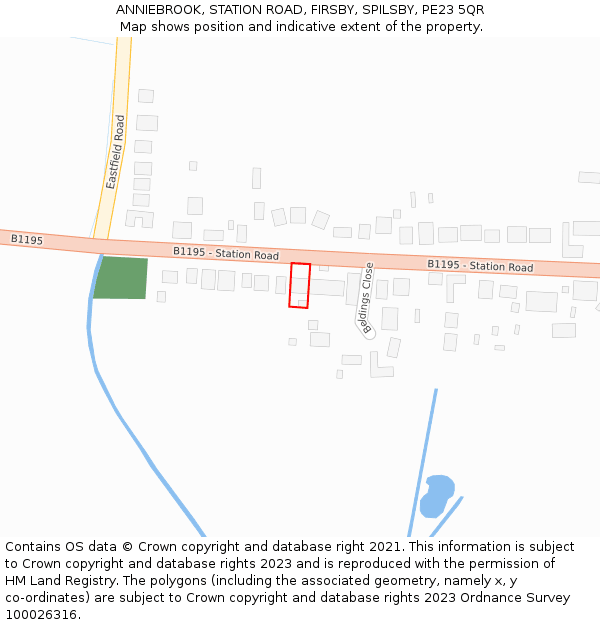 ANNIEBROOK, STATION ROAD, FIRSBY, SPILSBY, PE23 5QR: Location map and indicative extent of plot