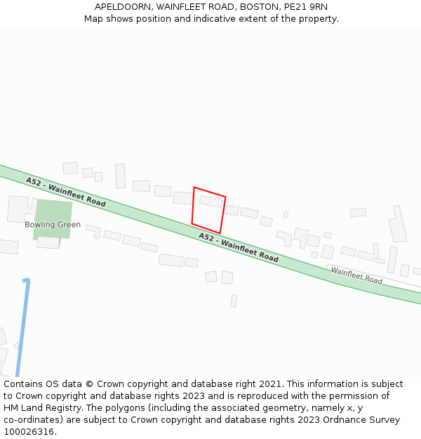 APELDOORN, WAINFLEET ROAD, BOSTON, PE21 9RN: Location map and indicative extent of plot