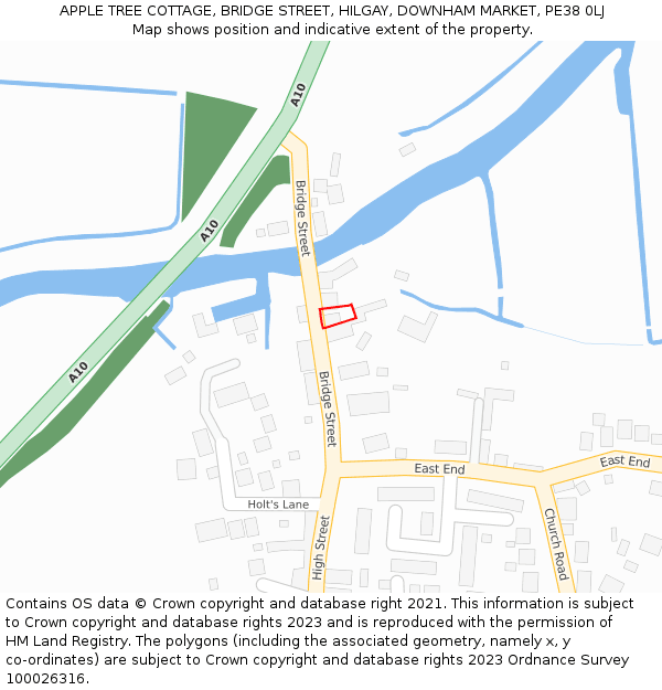 APPLE TREE COTTAGE, BRIDGE STREET, HILGAY, DOWNHAM MARKET, PE38 0LJ: Location map and indicative extent of plot