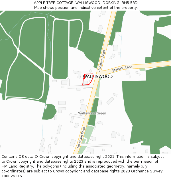APPLE TREE COTTAGE, WALLISWOOD, DORKING, RH5 5RD: Location map and indicative extent of plot