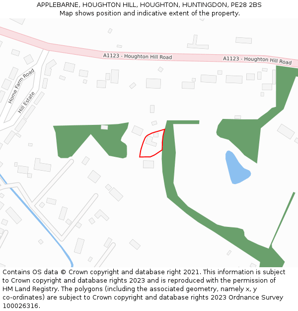 APPLEBARNE, HOUGHTON HILL, HOUGHTON, HUNTINGDON, PE28 2BS: Location map and indicative extent of plot