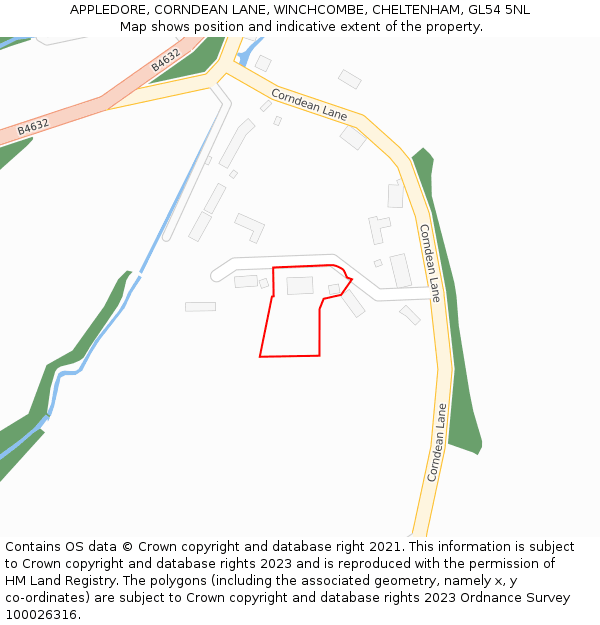 APPLEDORE, CORNDEAN LANE, WINCHCOMBE, CHELTENHAM, GL54 5NL: Location map and indicative extent of plot