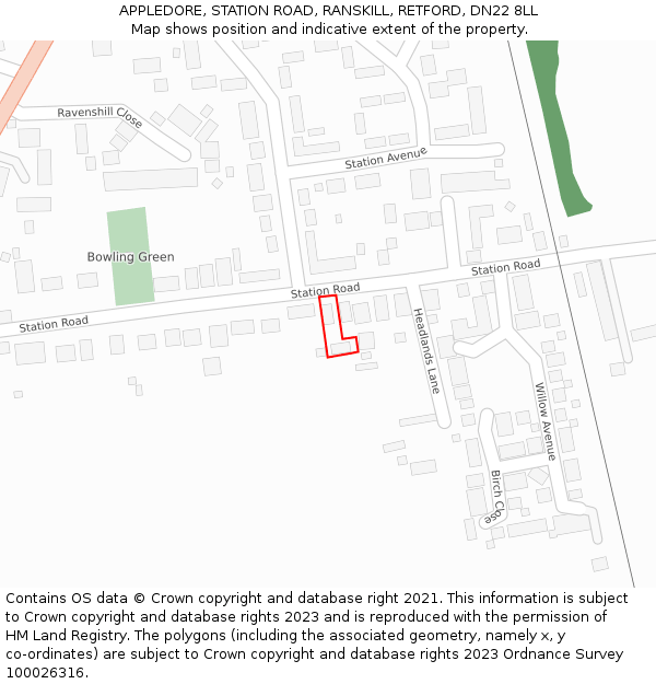 APPLEDORE, STATION ROAD, RANSKILL, RETFORD, DN22 8LL: Location map and indicative extent of plot