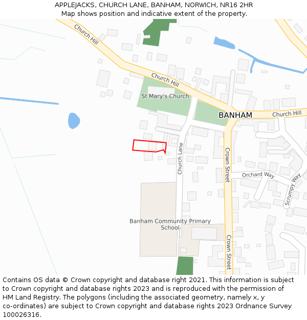 APPLEJACKS, CHURCH LANE, BANHAM, NORWICH, NR16 2HR: Location map and indicative extent of plot
