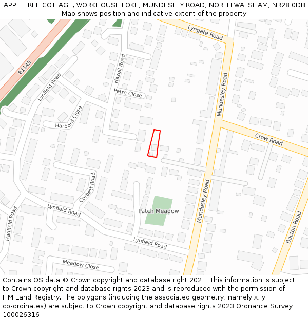 APPLETREE COTTAGE, WORKHOUSE LOKE, MUNDESLEY ROAD, NORTH WALSHAM, NR28 0DB: Location map and indicative extent of plot